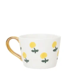 HOMLA Kubek Frizzy Recznie Malowany W Cytryny I Zlotym Uchem 0,3 L