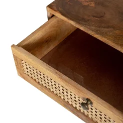 HOMLA Lawa Natte Drewniana Lite Drewno Mango Z Rattanem 120X45X45