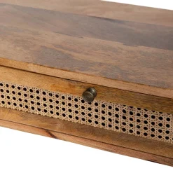 HOMLA Lawa Natte Drewniana Lite Drewno Mango Z Rattanem 120X45X45