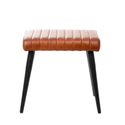 HOMLA Lawka Brizo W Obiciu Ze Skory Bawolej Brazowe 45X37X45 Cm