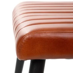 HOMLA Lawka Brizo W Obiciu Ze Skory Bawolej Brazowe 45X37X45 Cm