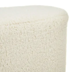 HOMLA Lawka Elsa Bezowa W Tkaninie Teddy 120X40X44 Cm