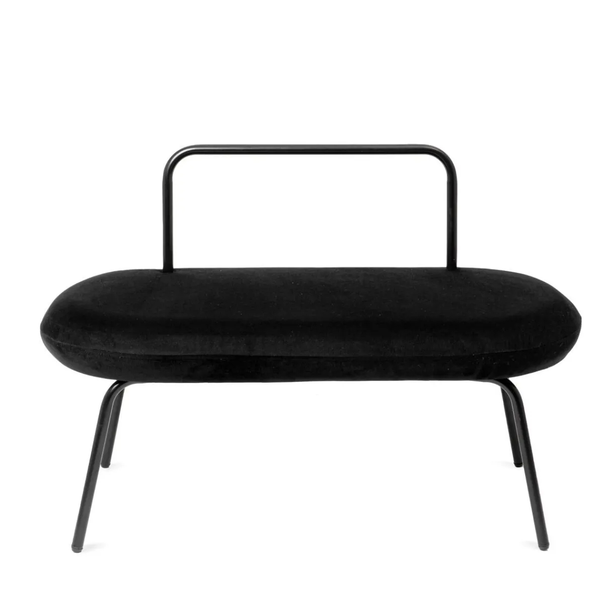 HOMLA Lawka Ina Welurowa Czarna 95X45X61 Cm