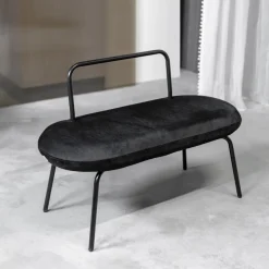 HOMLA Lawka Ina Welurowa Czarna 95X45X61 Cm