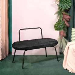 HOMLA Lawka Ina Welurowa Czarna 95X45X61 Cm