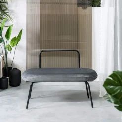 HOMLA Lawka Ina Welurowa Szara 95X45X61 Cm