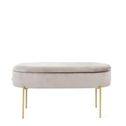 HOMLA Lawka Layla Welurowa Bezowa Ze Schowkiem 91,5X41X46.5 Cm