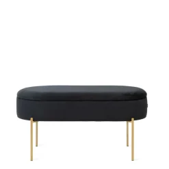 HOMLA Lawka Layla Welurowa Czarna Ze Schowkiem 91,5X41X46.5 Cm