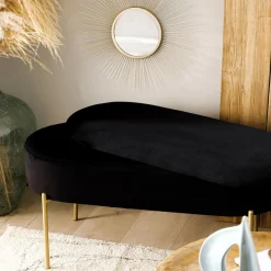 HOMLA Lawka Layla Welurowa Czarna Ze Schowkiem 91,5X41X46.5 Cm