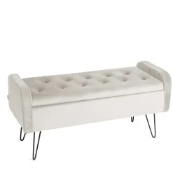 HOMLA Lawka Venlo Welurowa Bezowa 100X39X45Cm