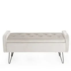 HOMLA Lawka Venlo Welurowa Bezowa 100X39X45Cm