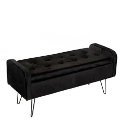 HOMLA Lawka Venlo Welurowa Czarna 100X39X45Cm