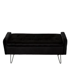 HOMLA Lawka Venlo Welurowa Czarna 100X39X45Cm