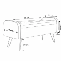 HOMLA Lawka Venlo Welurowa Zielona 100X39X45Cm