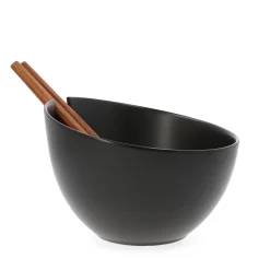 HOMLA Misa Mooka Do Salat Ceramiczna Z Przyborami Czarna 24 Cm