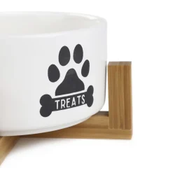 HOMLA Miska Treats Dla Psa M Z Bambusowa Podstawa 16X10 Cm