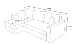 HOMLA Naroznik Floki Z Funkcja Spania I Pojemnikiem Na Pościel 230X85X144 Cm