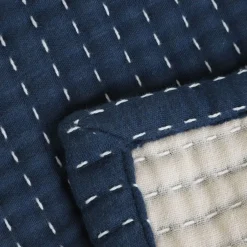 HOMLA Narzuta Selina Muslinowa Z Przeszyciami Bezowo-Niebieska 180X220 Cm