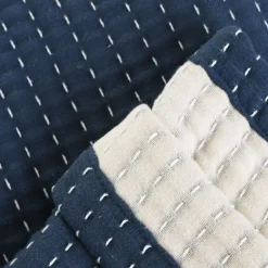 HOMLA Narzuta Selina Muslinowa Z Przeszyciami Bezowo-Niebieska 180X220 Cm