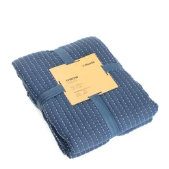 HOMLA Narzuta Selina Muslinowa Z Przeszyciami Bezowo-Niebieska 180X220 Cm