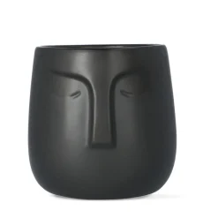 HOMLA Oslonka Na Doniczke Face Czarna 14X15 Cm