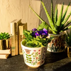 HOMLA Oslonka Na Doniczke Folga W Folkowy Wzor 13X13X11 Cm