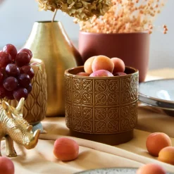 HOMLA Oslonka Na Doniczke Marali W Orientalny Wzor Brazowa 13,5X13 Cm