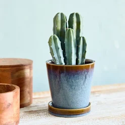 HOMLA Oslonka Na Doniczke Maya Z Podstawka Niebieska 13,6X13,6X13,6 Cm