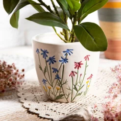 HOMLA Oslonka Na Doniczke Meadow W Kolorowe Kwiaty 13X12X11 Cm