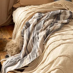 HOMLA Pled Fortuna Ii W Paski Bezowo Czarne 130X170 Cm