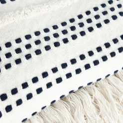 HOMLA Pled Parat Bawelniany W Granatowe Przeszycia 130X170 Cm