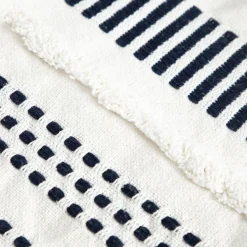 HOMLA Pled Parat Bawelniany W Granatowe Przeszycia 130X170 Cm