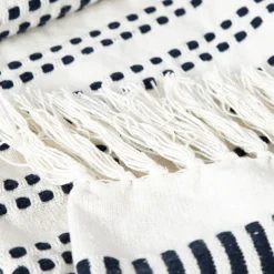 HOMLA Pled Parat Bawelniany W Granatowe Przeszycia 130X170 Cm