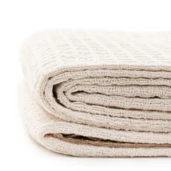 HOMLA Pled Vaffel Z Fredzlami Naturalny 130X170 Cm