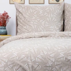 HOMLA Pościel Coraline Bawelniana Bezowa W Liscie 160X200 Cm