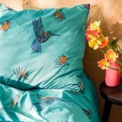 HOMLA Pościel Frida Kahlo Z Mikrofibry Turkusowa W Kolibry 200X220 Cm