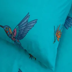HOMLA Pościel Frida Kahlo Z Mikrofibry Turkusowa W Kolibry 200X220 Cm