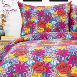 HOMLA Pościel Frida Kahlo Z Mikrofibry W Kwiaty 200X220 Cm
