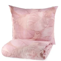 HOMLA Pościel Gallo Z Mikrofibry Rozowa W Liscie 140X200 Cm + 1*70X80 Cm