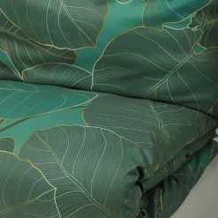 HOMLA Pościel Gallo Z Mikrofibry Zielona W Liscie 160X200 Cm