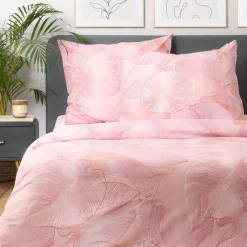 HOMLA Pościel Gallo Z Mikrofibry Rozowa W Liscie 160X200 Cm