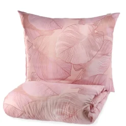 HOMLA Pościel Gallo Z Mikrofibry Rozowa W Liscie 200X220 Cm