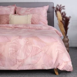 HOMLA Pościel Gallo Z Mikrofibry Rozowa W Liscie 200X220 Cm