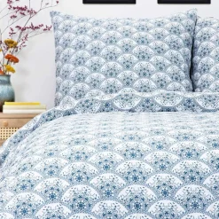 HOMLA Pościel Haven Bawelniana Biala W Granatowy Wzor 220X200 Cm