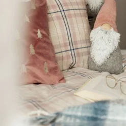 HOMLA Pościel Idaho Flanelowa Rozowa W Krate 160X200 Cm + 1 X 50X60 Cm