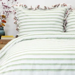 HOMLA Pościel Katina Bawelniana W Zielony Wzor Z Falbanka 220X200 Cm