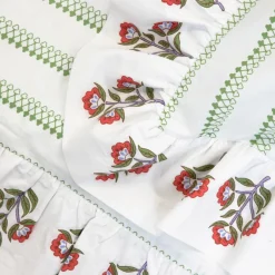 HOMLA Pościel Katina Bawelniana W Zielony Wzor Z Falbanka 160X200 Cm