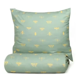 HOMLA Pościel Luro Z Mikrofibry Oliwkowa W Owady 140X200 Cm + 1*70X80 Cm