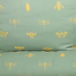 HOMLA Pościel Luro Z Mikrofibry Oliwkowa W Owady 140X200 Cm + 1*70X80 Cm