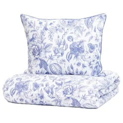 HOMLA Pościel Miriel Bawelniana W Kwiaty Z Niebieska Lamowka 160X200 + 2*50X60 Cm